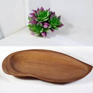 Vintage MCM Leilani Monkey Pod Handmade Wood Serving Tray 12”L